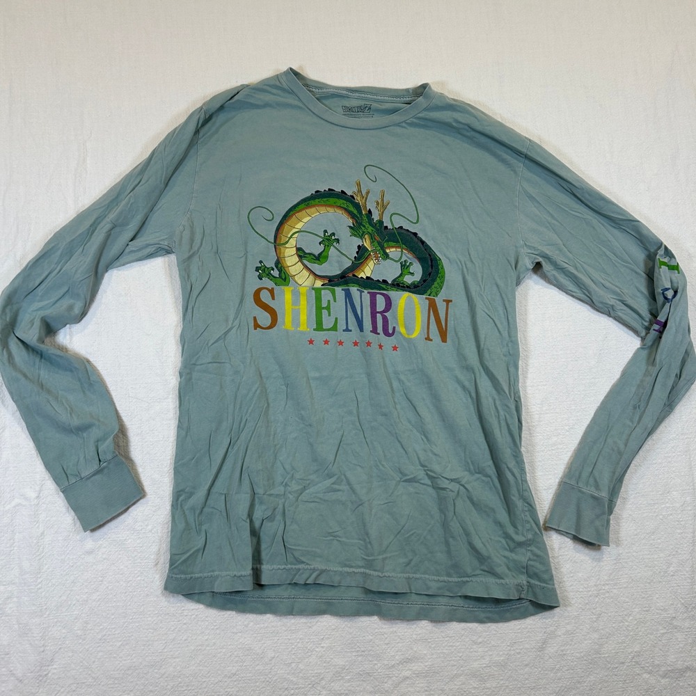 Dragon Ball Z Shenron Arise Graphic Long Sleeve Shirt Mens Large Blue Green DBZ